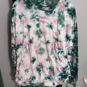 PINK Victoria's Secret Pink and Green Tie-Dye Sweatshirt